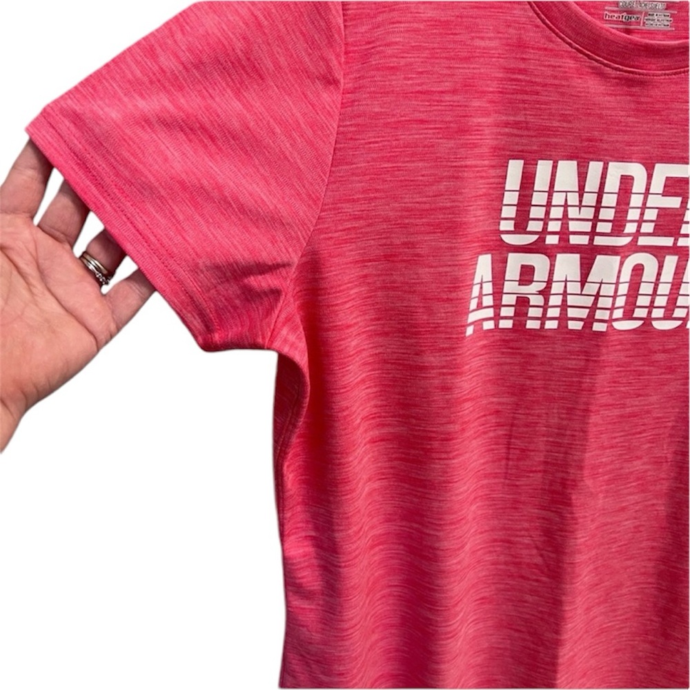 Women’s pinkish coral color Under Armour Heat Gear work out shirt. - Picture 5 of 6